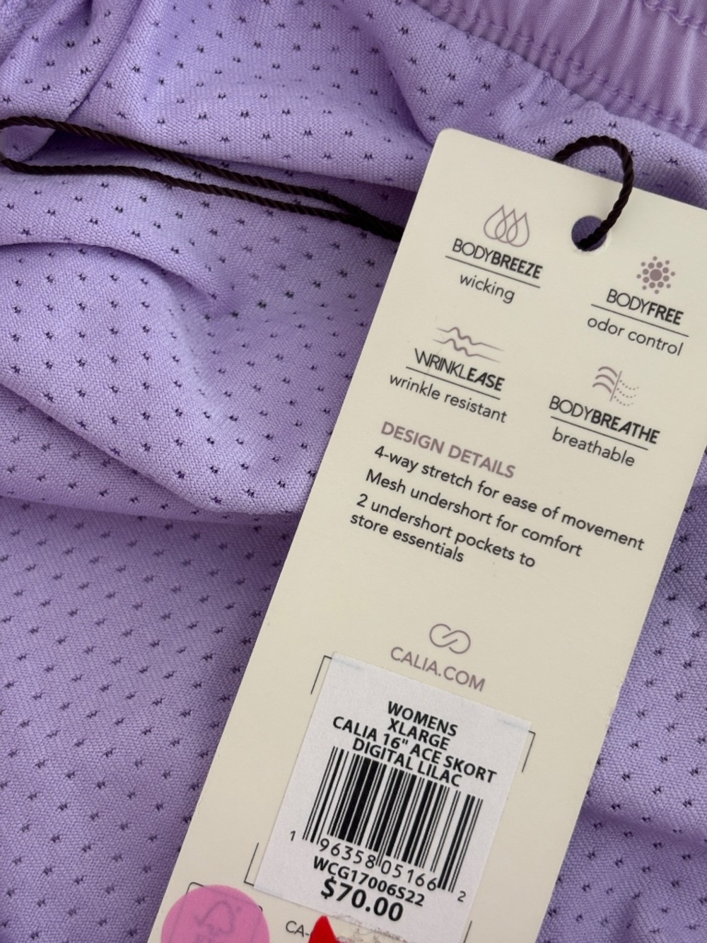 CALIA 16" ACE Golf Skort - Lilac Size XL - Picture 10 of 11